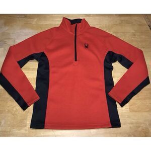Spyder Men's Size Small Raider 1/4 Zip‎ Pullover Waffle Sweater Red & Black